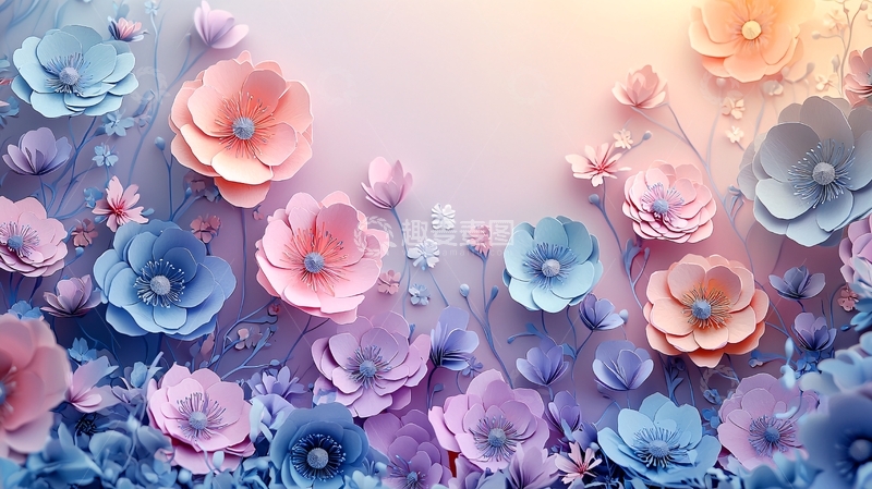 高清大图下载【趣麦麦图】彩色立体花朵壁纸