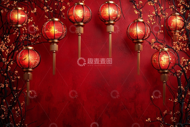 高清大图下载【趣麦麦图】红灯笼背景