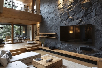 现代简约木质石材客厅