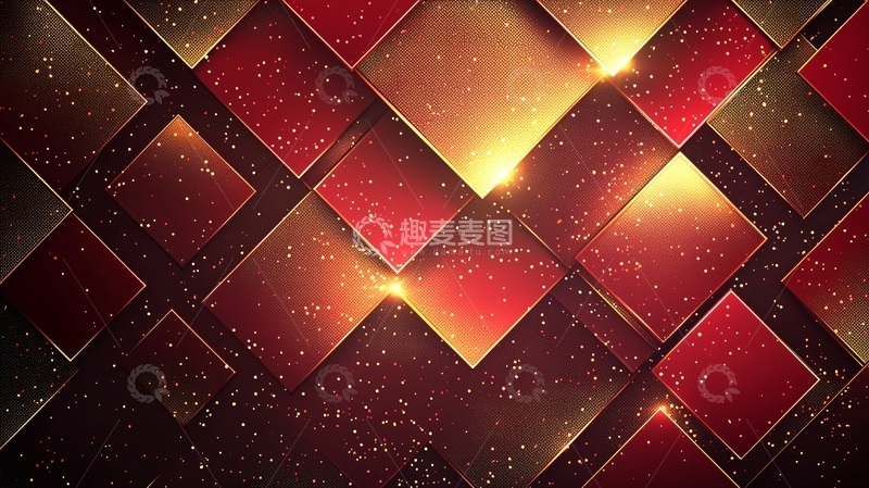 高清大图下载【趣麦麦图】红金菱形几何背景