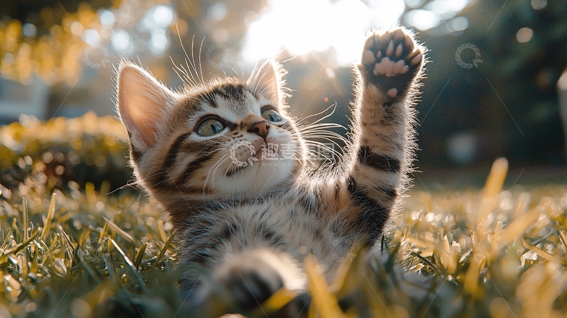 高清大图下载【趣麦麦图】小猫在草地里玩耍