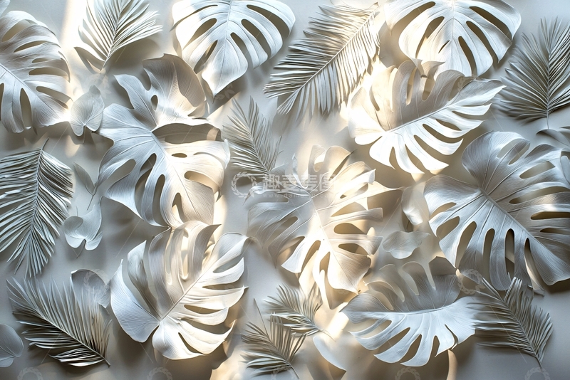 高清大图下载【趣麦麦图】白色植物叶子背景