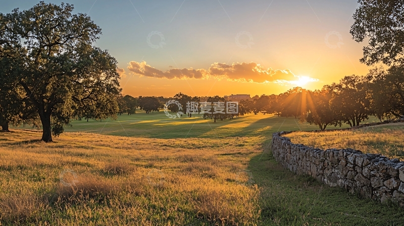 高清大图下载【趣麦麦图】夕阳下的田园风光