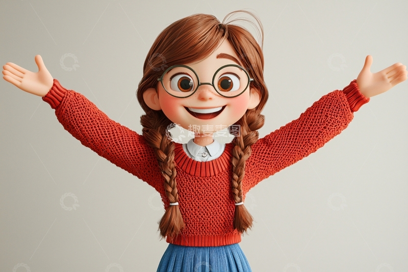 高清大图下载【趣麦麦图】可爱卡通女孩