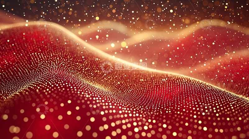 高清大图下载【趣麦麦图】红色金色粒子波浪