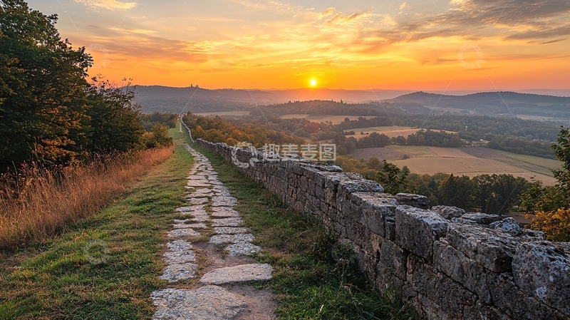 高清大图下载【趣麦麦图】日出景色长城古道