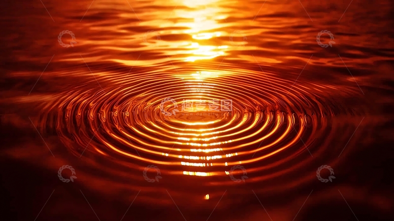 高清大图下载【趣麦麦图】日落水面涟漪