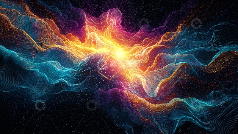 高清大图下载【趣麦麦图】抽象能量光束交织图