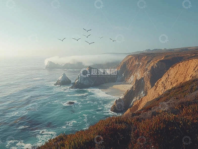 高清大图下载【趣麦麦图】海边悬崖峭壁