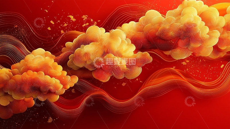 高清大图下载【趣麦麦图】抽象红色橙色云朵