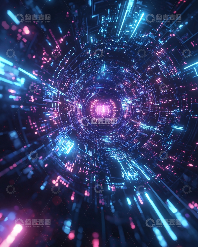 高清大图下载【趣麦麦图】炫酷科幻光效隧道
