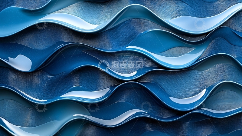 高清大图下载【趣麦麦图】蓝色波浪纹理