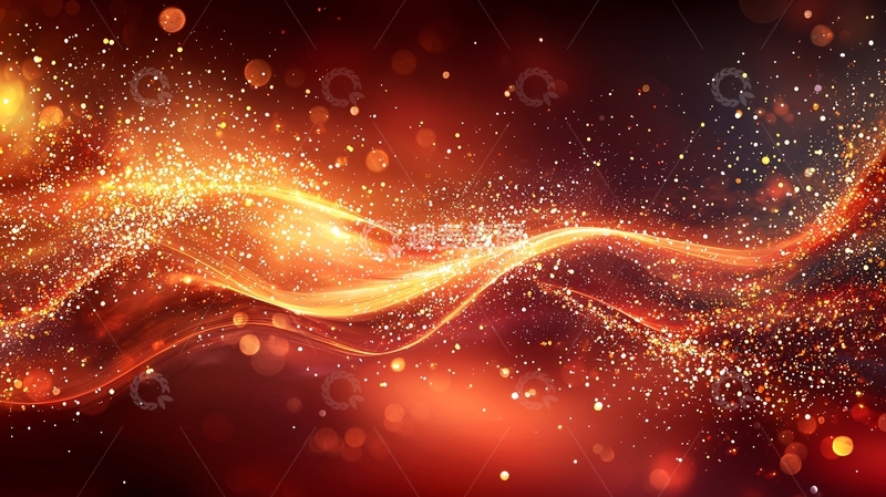 高清大图下载【趣麦麦图】金色波浪粒子背景
