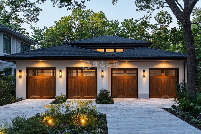 高清大图下载【趣麦麦图】现代简约三车库别墅