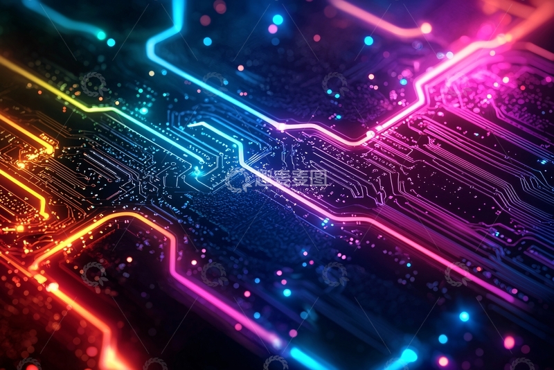 高清大图下载【趣麦麦图】炫彩发光电路板