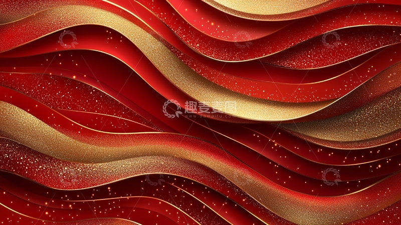 高清大图下载【趣麦麦图】红色金色波浪纹理