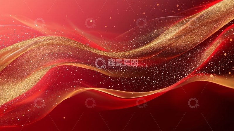 高清大图下载【趣麦麦图】红金流光溢彩背景图