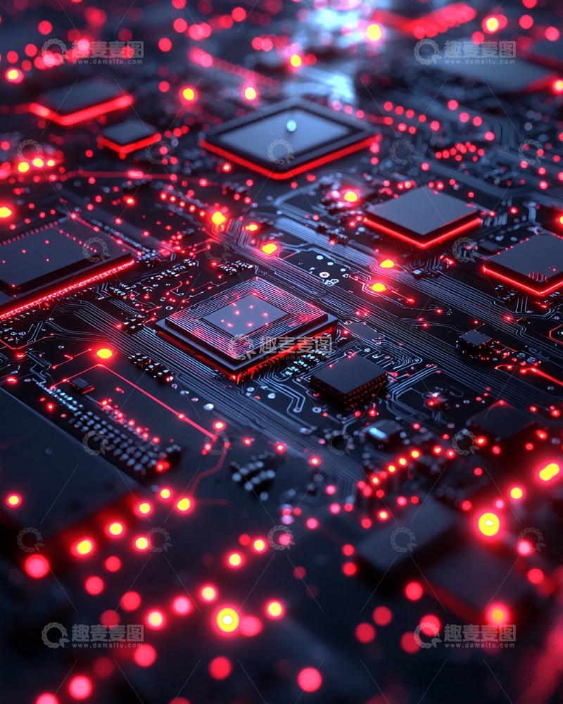 高清大图下载【趣麦麦图】电路板上红色光点闪烁