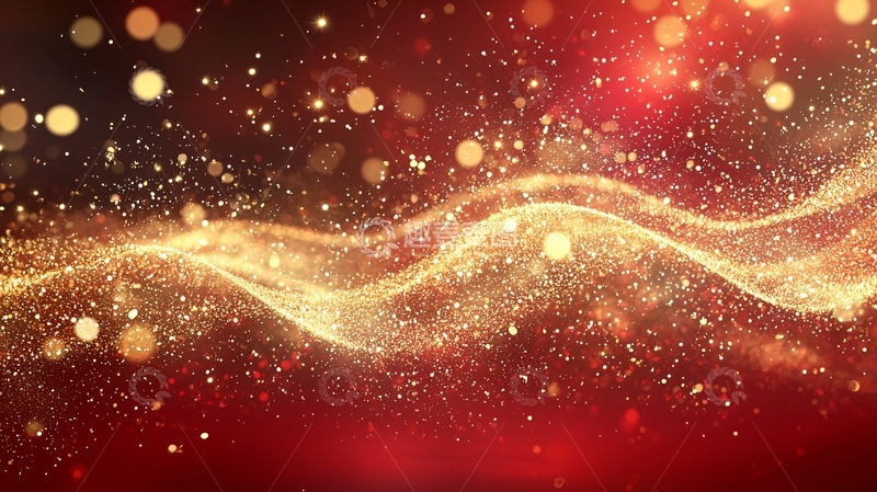 高清大图下载【趣麦麦图】金色波浪粒子背景