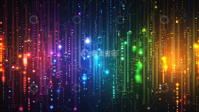 高清大图下载【趣麦麦图】绚丽多彩的抽象光线背景