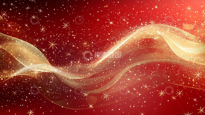 高清大图下载【趣麦麦图】红色背景金色波浪