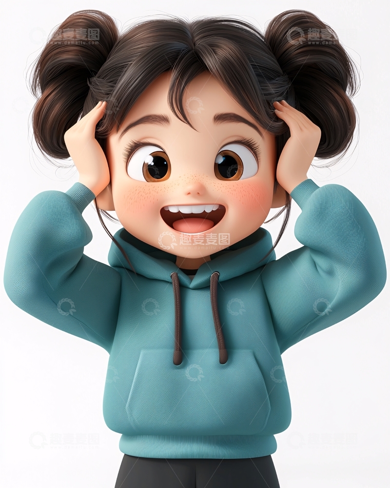 高清大图下载【趣麦麦图】可爱卡通女孩