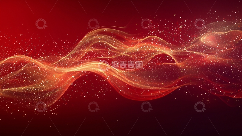 高清大图下载【趣麦麦图】红色波浪粒子背景