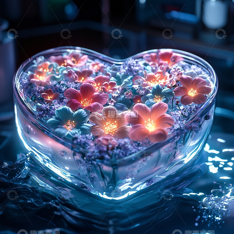 高清大图下载【趣麦麦图】心形玻璃花盆