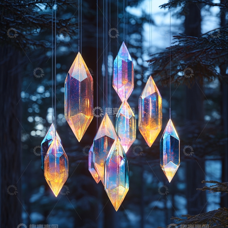 高清大图下载【趣麦麦图】森林水晶吊坠