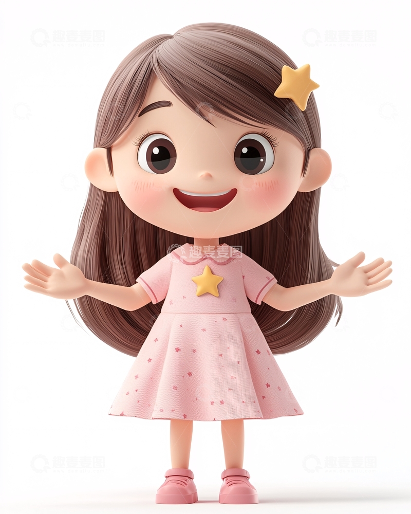 高清大图下载【趣麦麦图】卡通女孩张开双臂