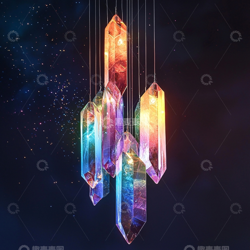 高清大图下载【趣麦麦图】彩色水晶吊灯