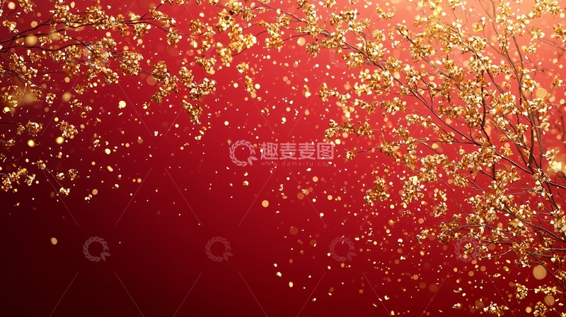 高清大图下载【趣麦麦图】金光闪闪的红色背景