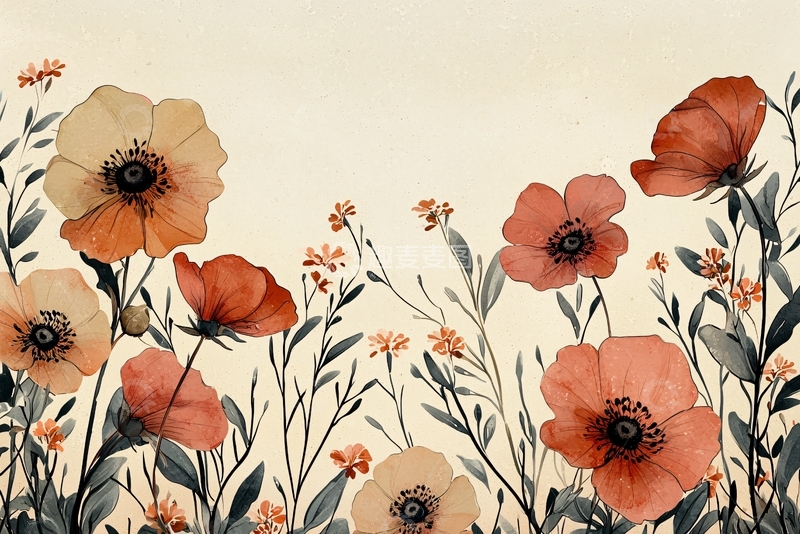 高清大图下载【趣麦麦图】水彩花卉48