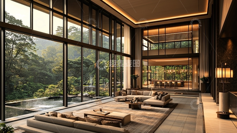 高清大图下载【趣麦麦图】现代极简风格别墅客厅