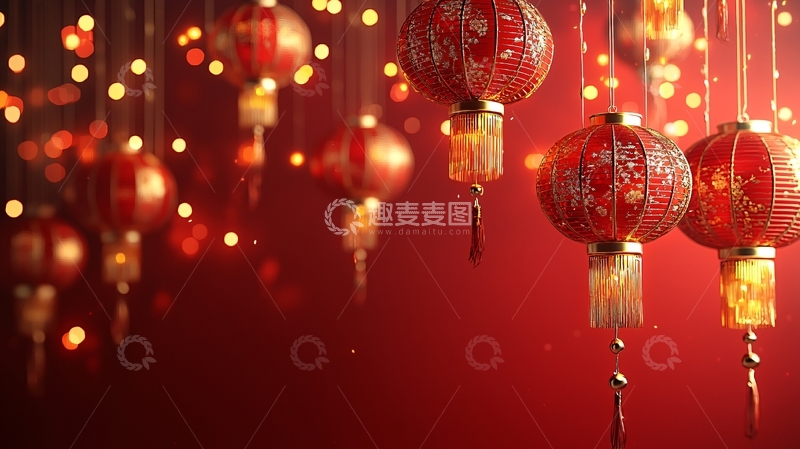 高清大图下载【趣麦麦图】红灯笼新年喜庆背景