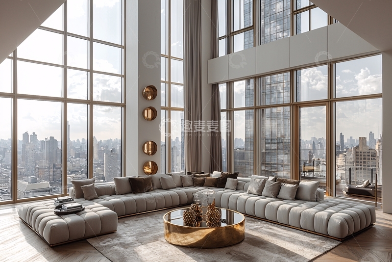 高清大图下载【趣麦麦图】超高层公寓客厅景观