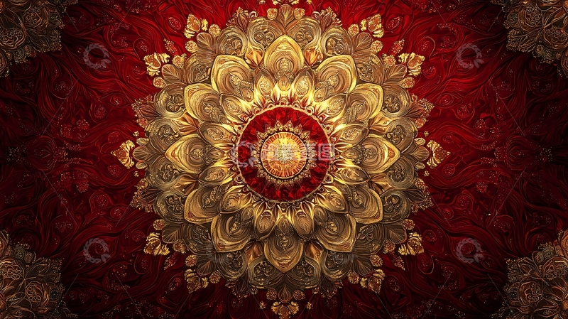高清大图下载【趣麦麦图】红金相间华丽曼陀罗