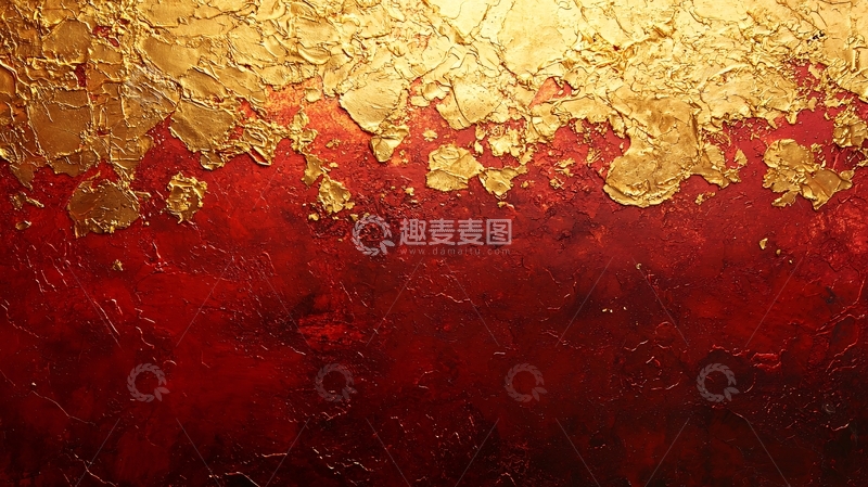 高清大图下载【趣麦麦图】红色金色抽象画