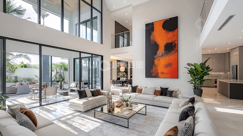 高清大图下载【趣麦麦图】现代简约别墅客厅