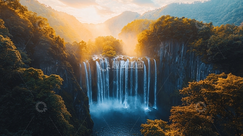 高清大图下载【趣麦麦图】壮丽的瀑布倾泻而下