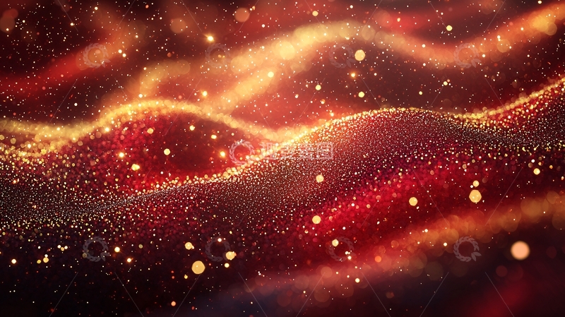 高清大图下载【趣麦麦图】红金色粒子波浪