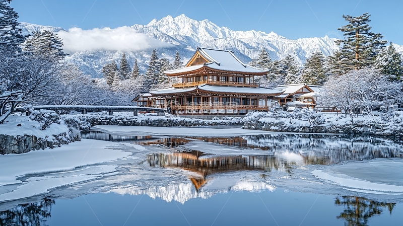 高清大图下载【趣麦麦图】雪景寺庙