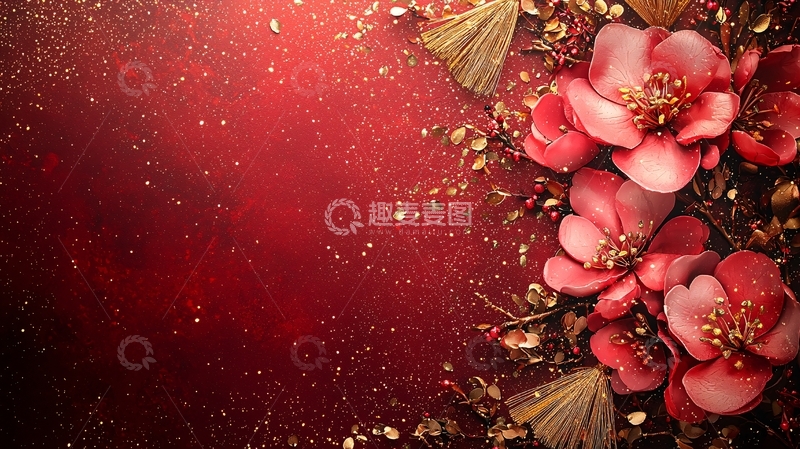 高清大图下载【趣麦麦图】红色背景