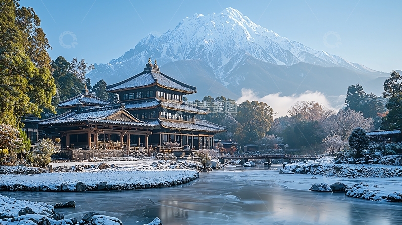 高清大图下载【趣麦麦图】雪山古寺