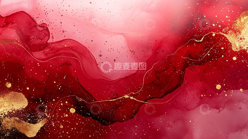 高清大图下载【趣麦麦图】红色酒渍墨水画