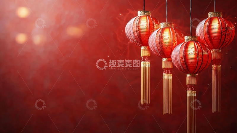 高清大图下载【趣麦麦图】红灯笼喜庆背景图