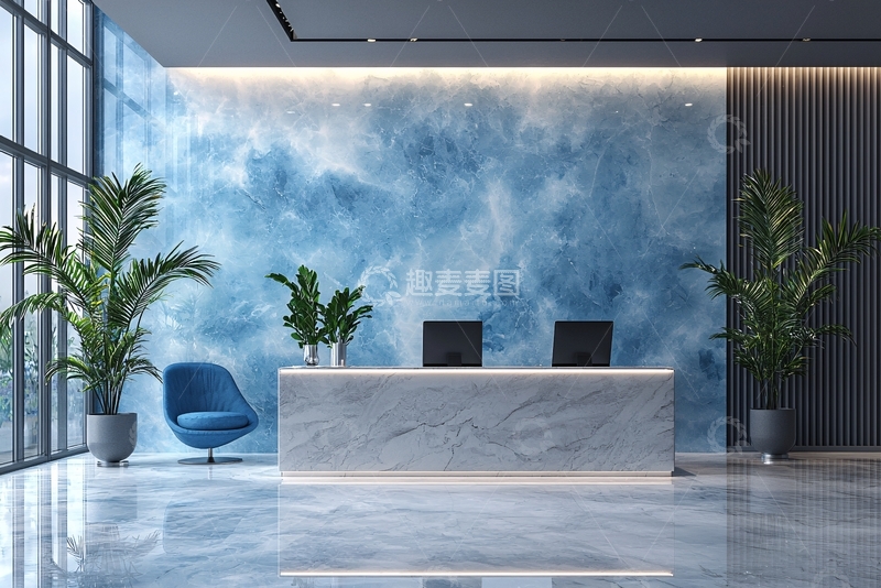高清大图下载【趣麦麦图】现代化大理石前台接待室