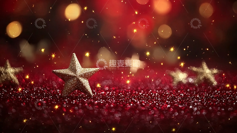 高清大图下载【趣麦麦图】红色背景星光闪闪