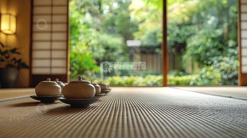 高清大图下载【趣麦麦图】日式茶室榻榻米景色