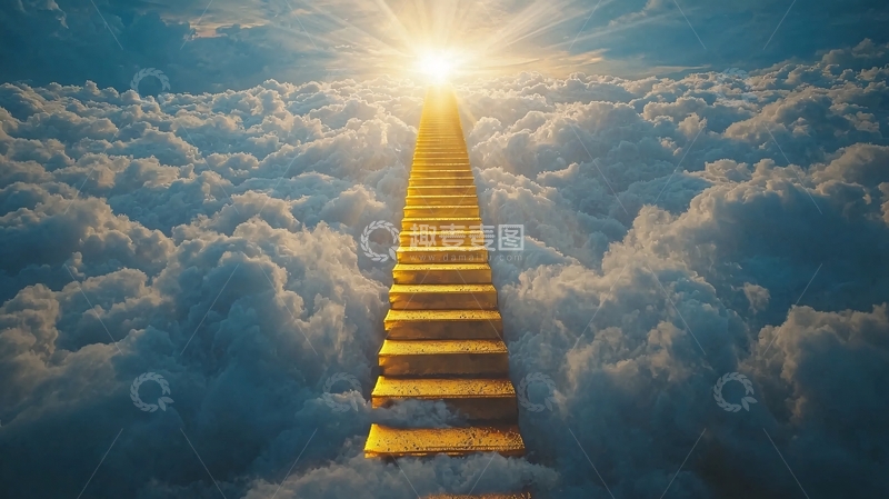 高清大图下载【趣麦麦图】云端阶梯